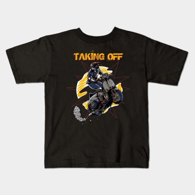 flying scooter Kids T-Shirt by enansan